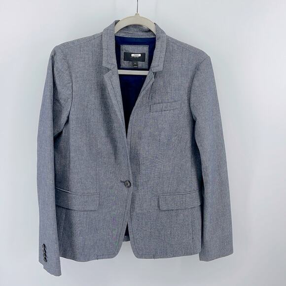 J. Crew Parke blue chambray stretch single button blazer sz 10 - Picture 1 of 7